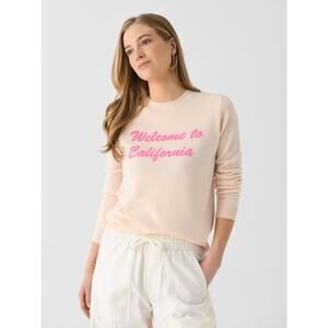 Jumper 1234 Cashmere Welcome to California Sweater in Cream Neon Pink SZ 2 Small